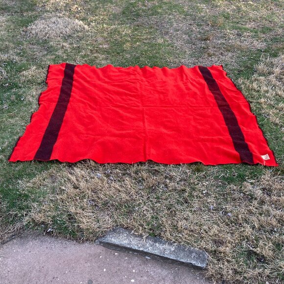 Other - Vintage Ayers Red Black Stripe Wool Blanket